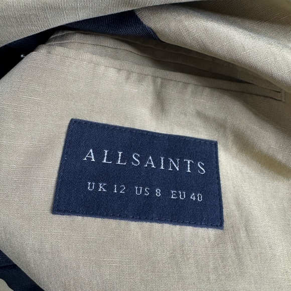 All Saints Yolanda Lyn Linen Blend Blazer Light Khaki Brown - Picture 5 of 14